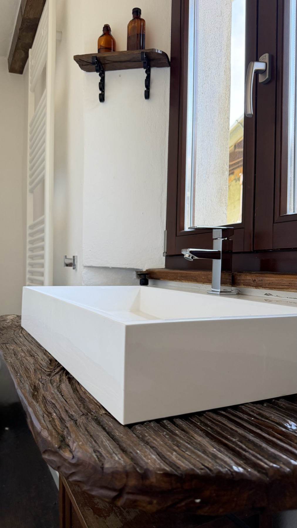 Sink on terrace wood